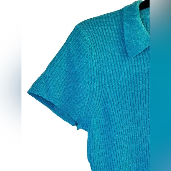 Ricki's Lace-Up Henley Short Sleeve Sweater Size L - Picture 5 of 9